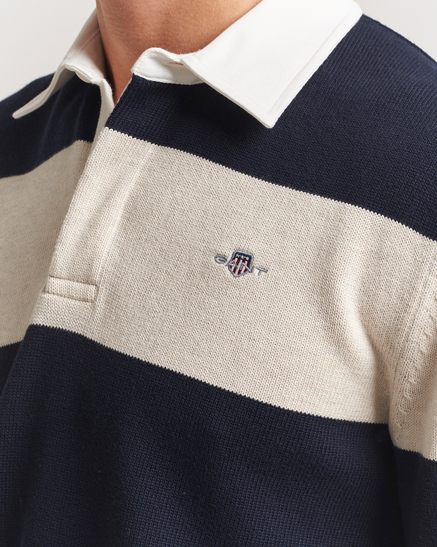 Men | Sweaters & Knitwear | GANT | Knitted Barstriped Rugger Evening Blue