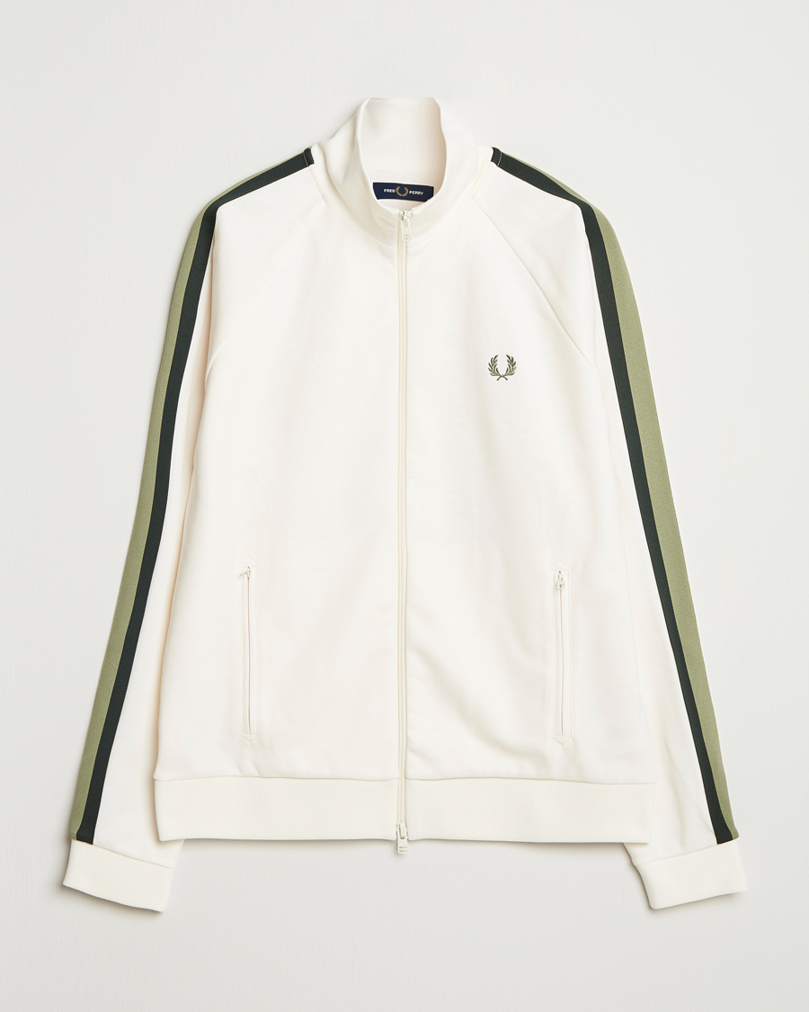 Fred Perry Two Colored Taped Track Jacket Light Ecru at CareOfCarl.com