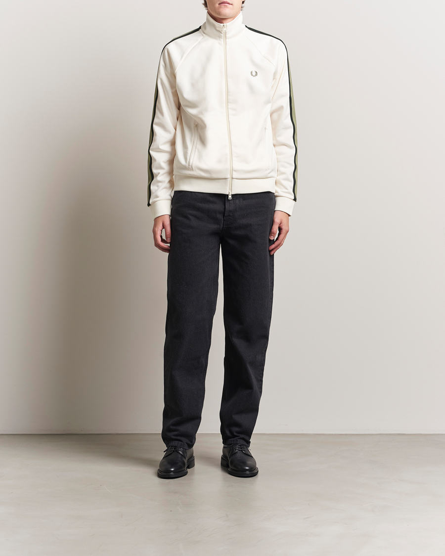 Fred Perry Two Colored Taped Track Jacket Light Ecru at CareOfCarl.com