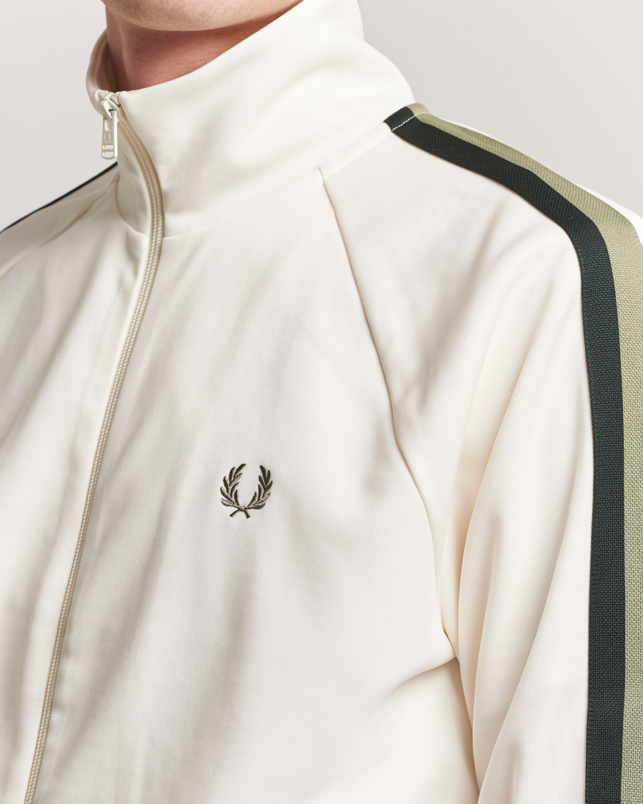Fred Perry Two Colored Taped Track Jacket Light Ecru at CareOfCarl.com