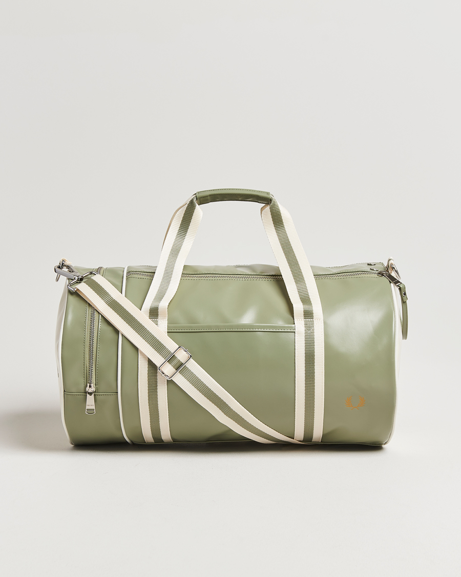 Men | Fred Perry Classic Barrel Bag Olive Mint/White | Fred Perry | Classic Barrel Bag Olive Mint/White