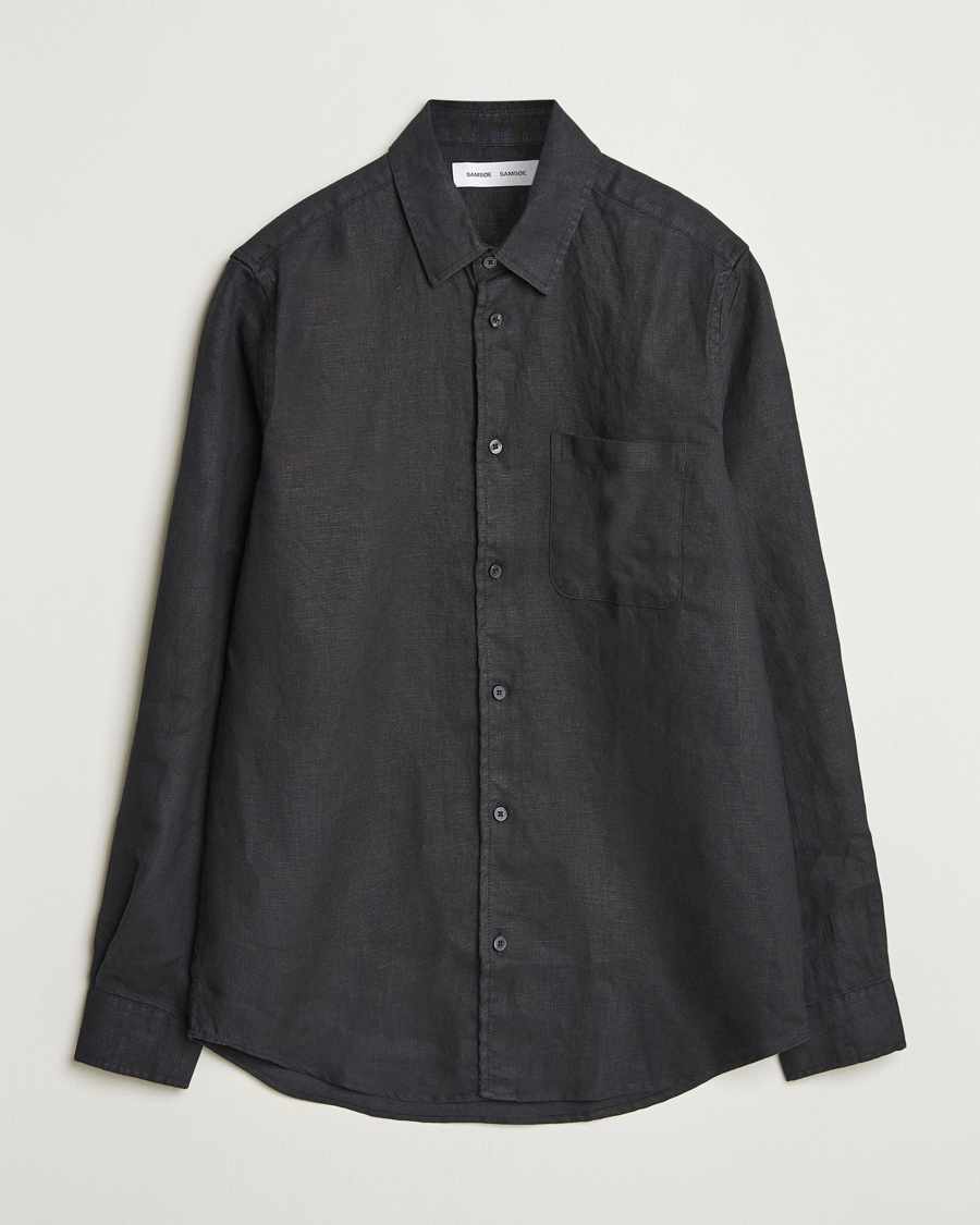 Men | Shirts | Samsøe Samsøe | Liam Linen Shirt Black