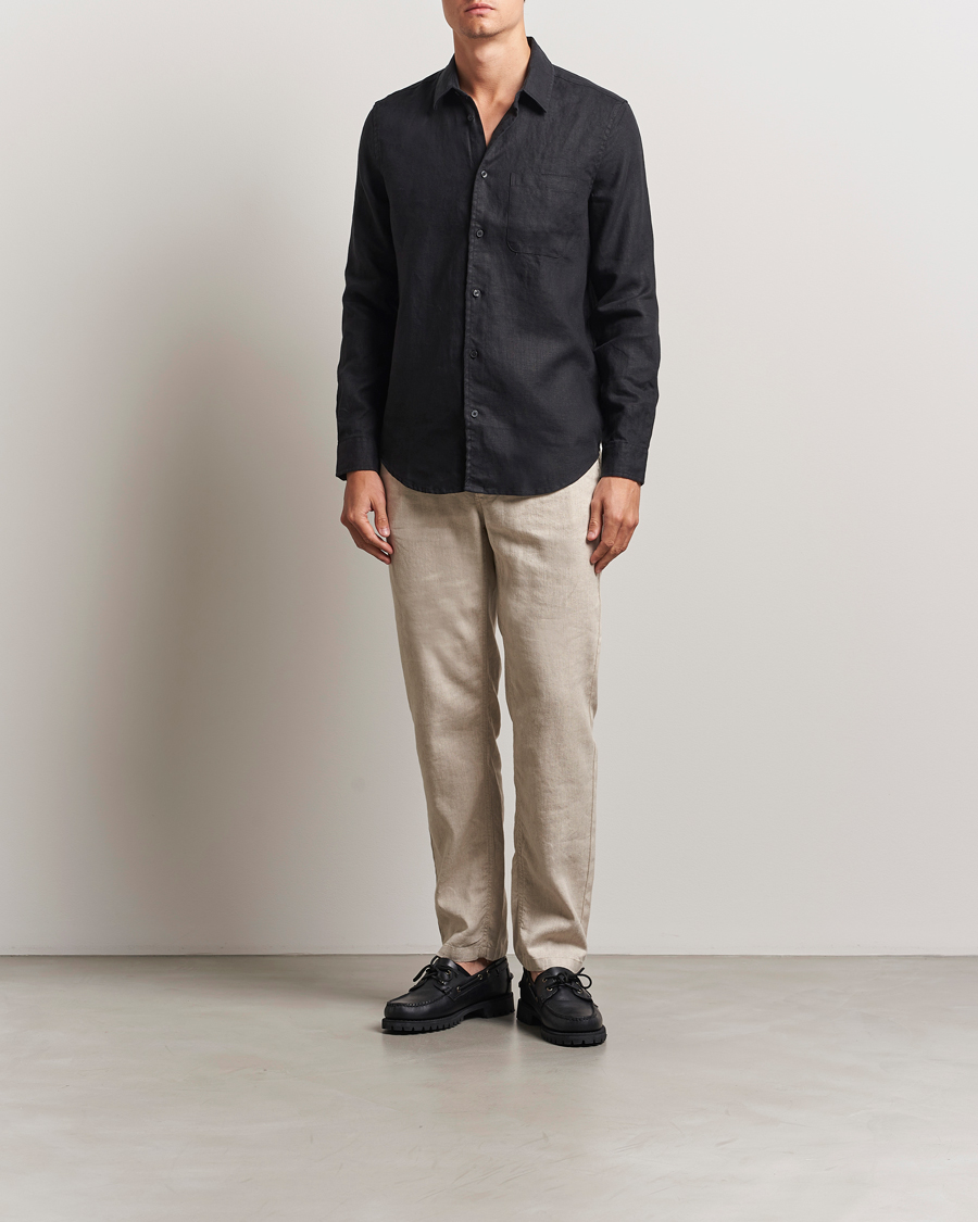 Men | Shirts | Samsøe Samsøe | Liam Linen Shirt Black
