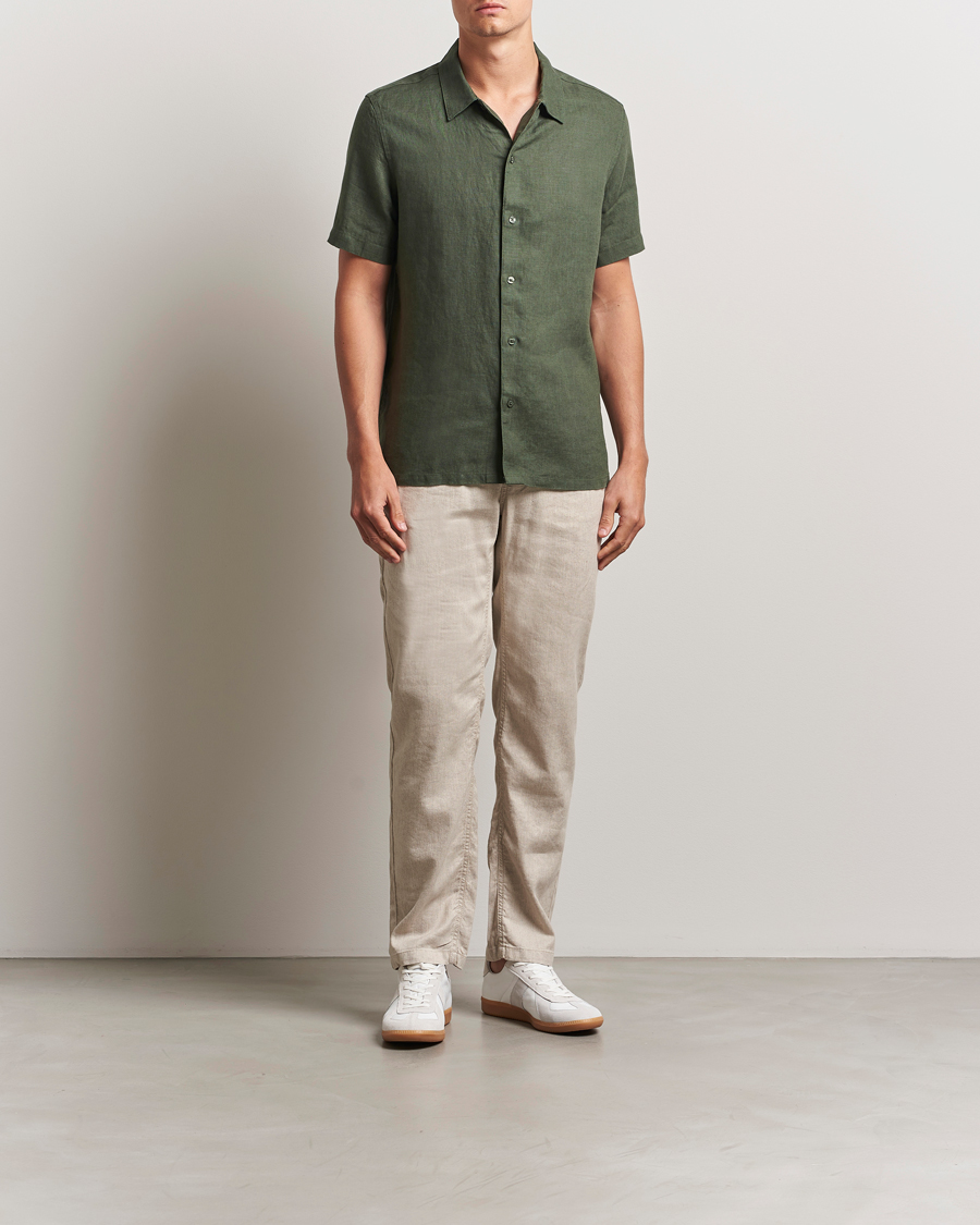 Men | Shirts | Samsøe Samsøe | Avan Linen Short Sleeve Shirt Climbing Ivy
