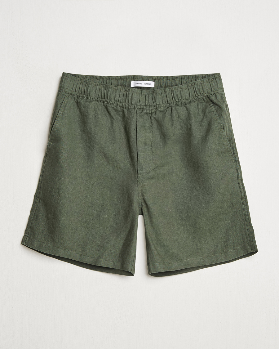 Men | Shorts | Samsøe Samsøe | Jabari Linen Drawstring Shorts Climbing Ivy
