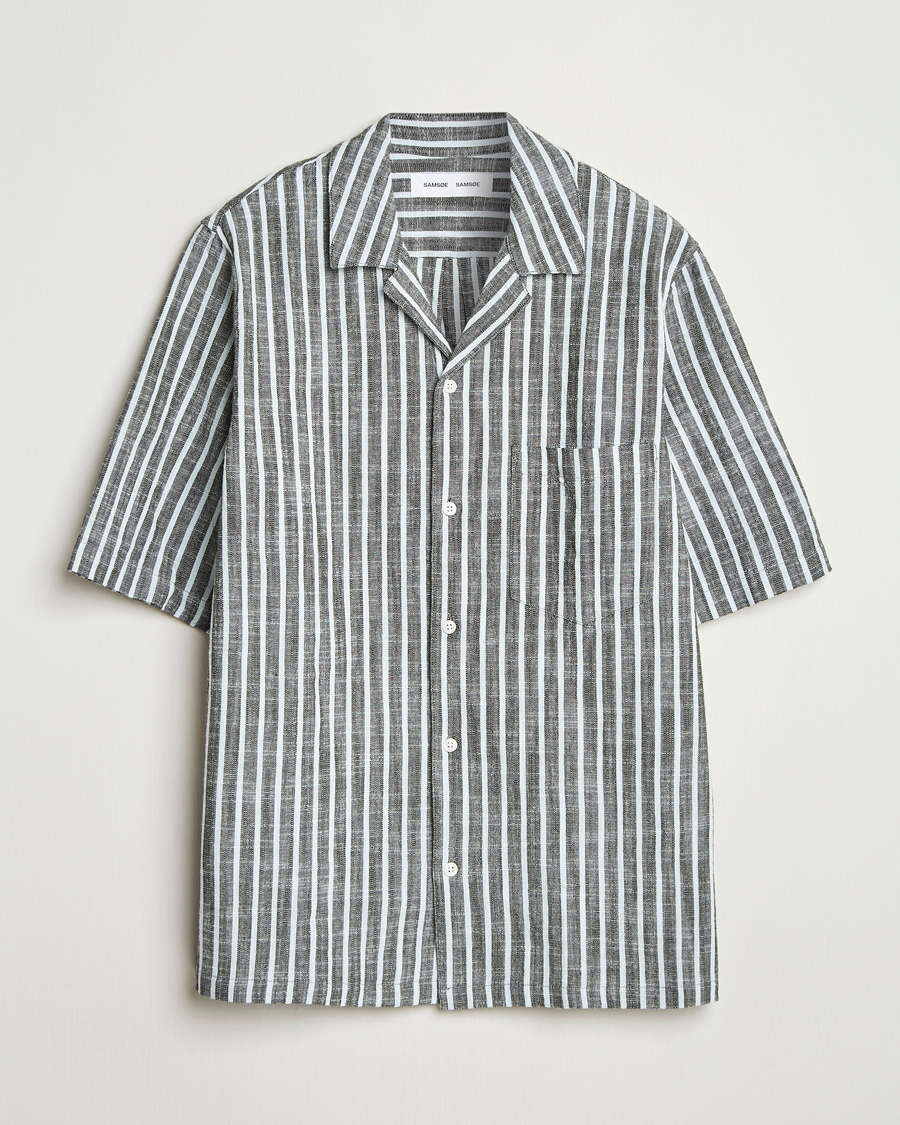 Men | Shirts | Samsøe Samsøe | Oscar Striped Short Sleeve Shirt Climbing Ivy