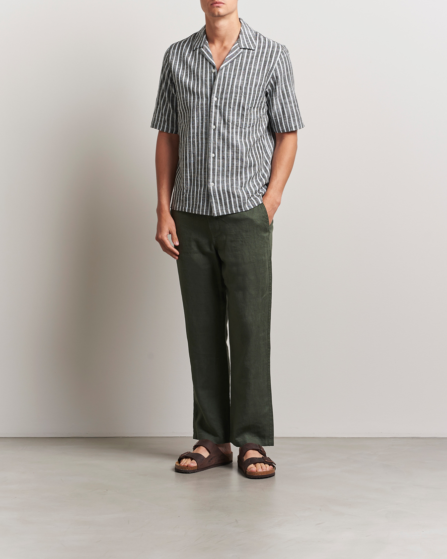 Men | Shirts | Samsøe Samsøe | Oscar Striped Short Sleeve Shirt Climbing Ivy