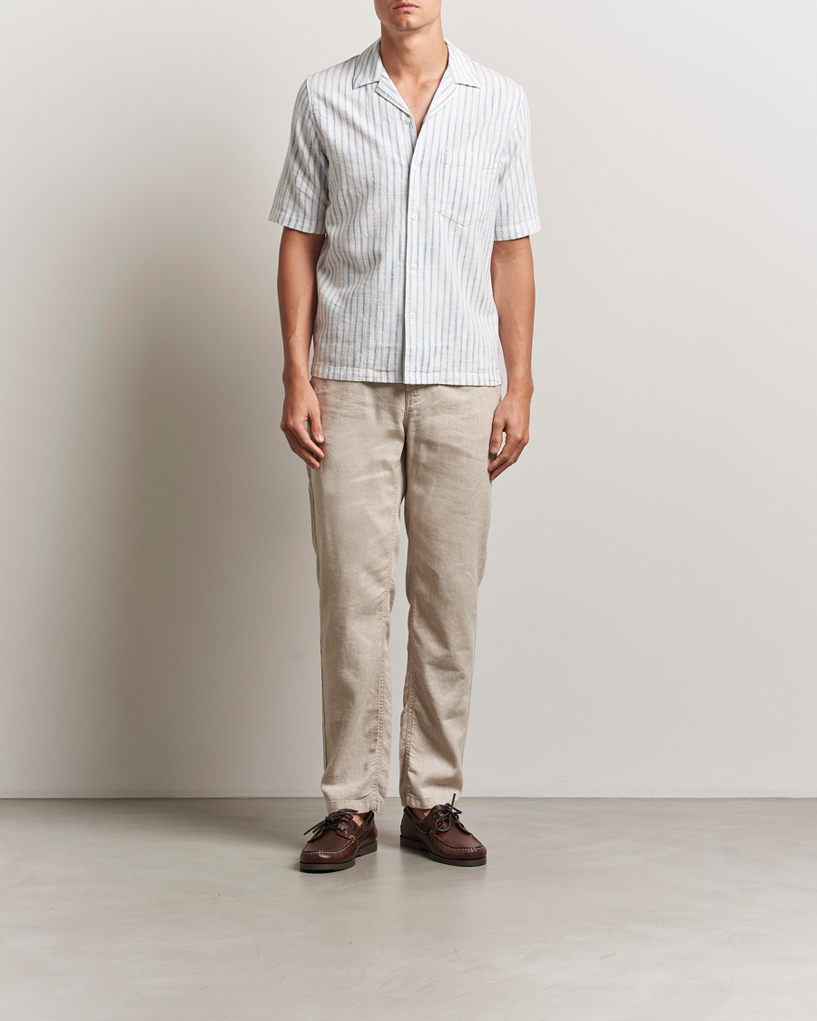 Men | Shirts | Samsøe Samsøe | Oscar Striped Short Sleeve Shirt Clear Cream