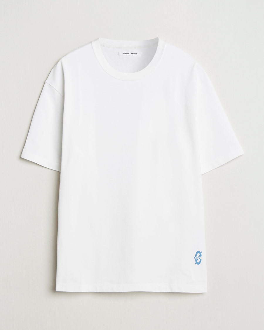 Men | T-Shirts | Samsøe Samsøe | Printed Swirl Crew Neck T-Shirt White