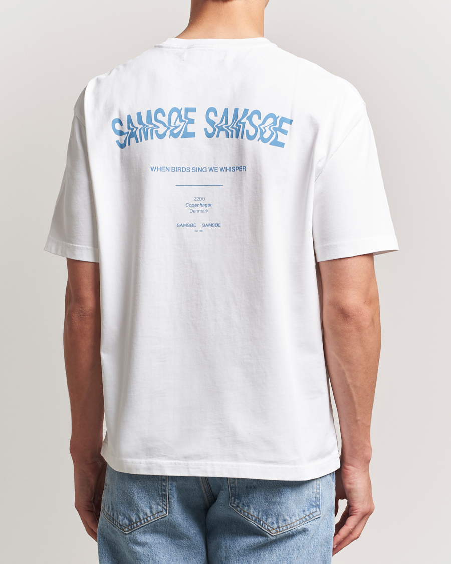 Men | T-Shirts | Samsøe Samsøe | Printed Swirl Crew Neck T-Shirt White