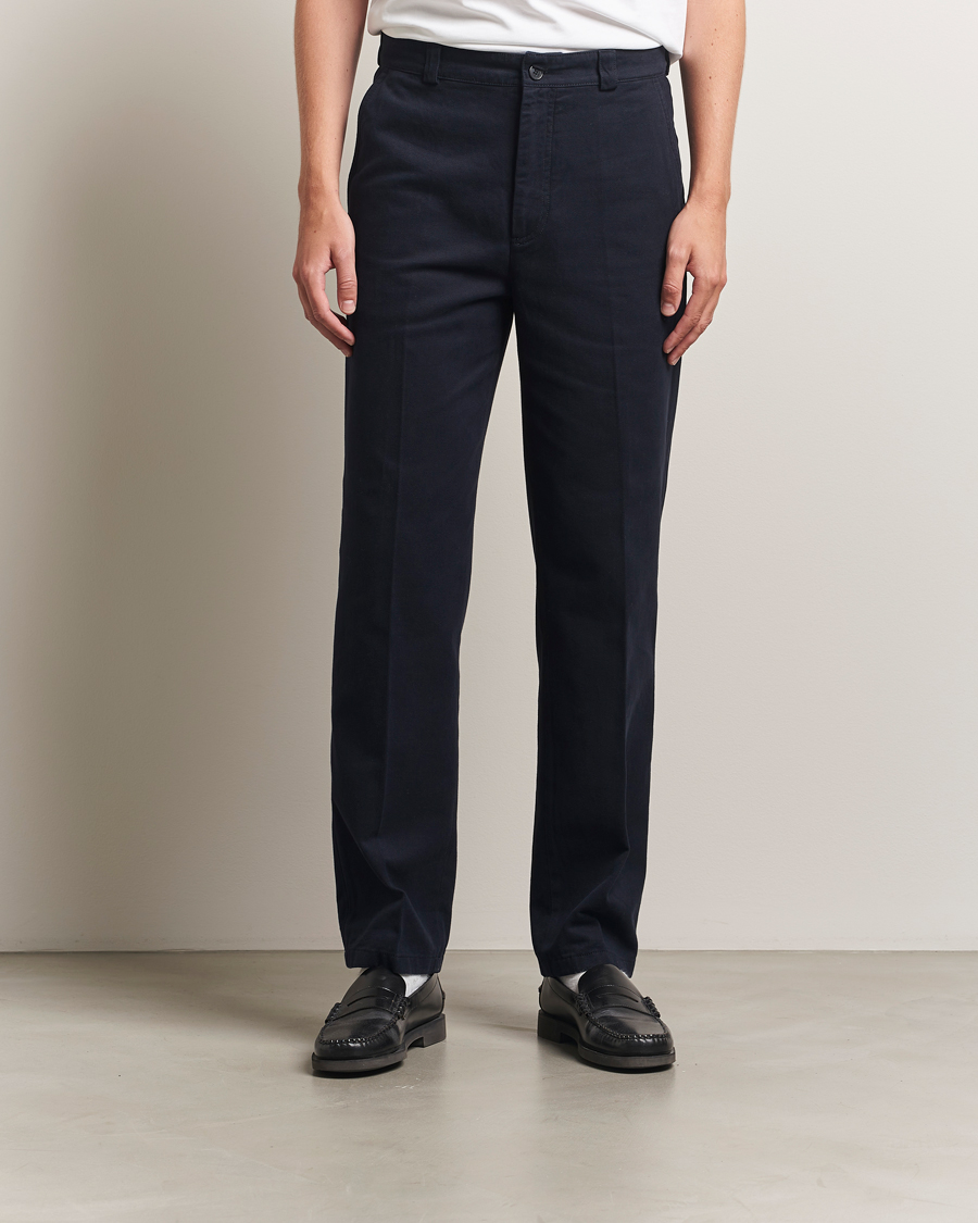 Men | Trousers | Filippa K | Cotton Chino Trousers Navy