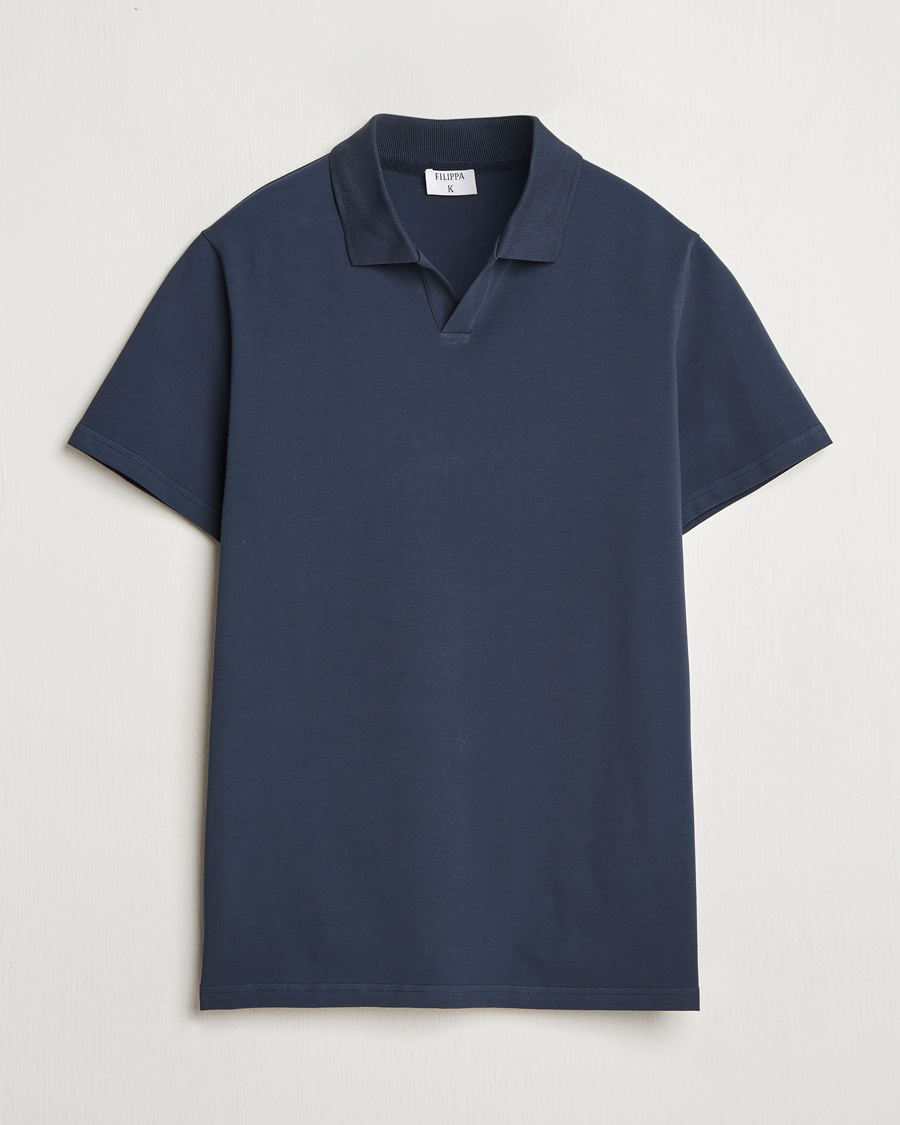 Men | Polo Shirts | Filippa K | Soft Lycra Polo T-Shirt Dusk Blue