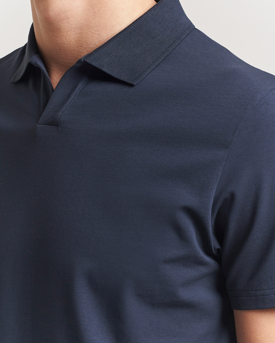 Men | Polo Shirts | Filippa K | Soft Lycra Polo T-Shirt Dusk Blue