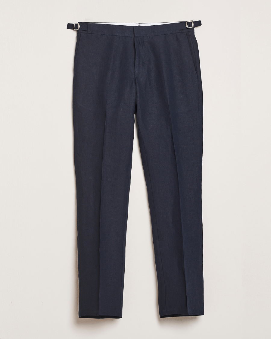 Men | Trousers | Orlebar Brown | Griffon Italian Linen Trousers Night Iris
