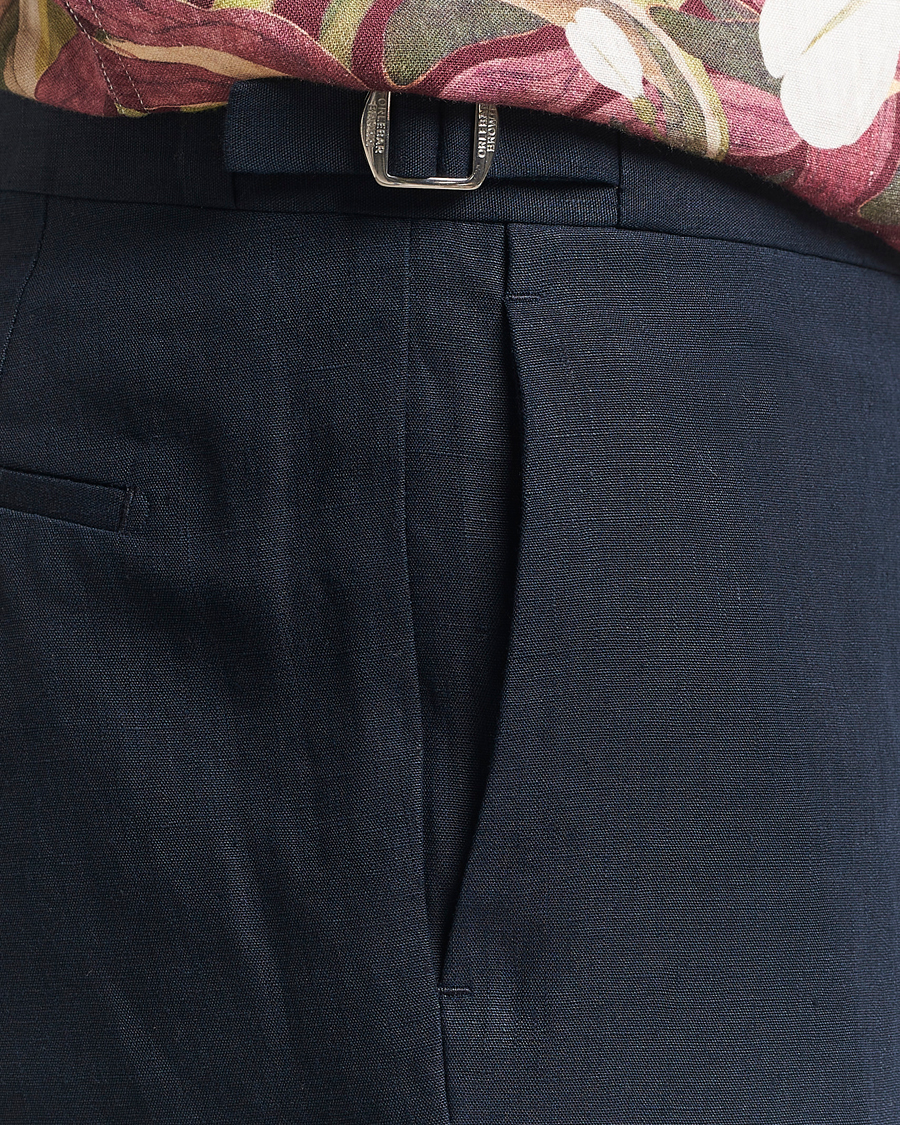 Men | Trousers | Orlebar Brown | Griffon Italian Linen Trousers Night Iris