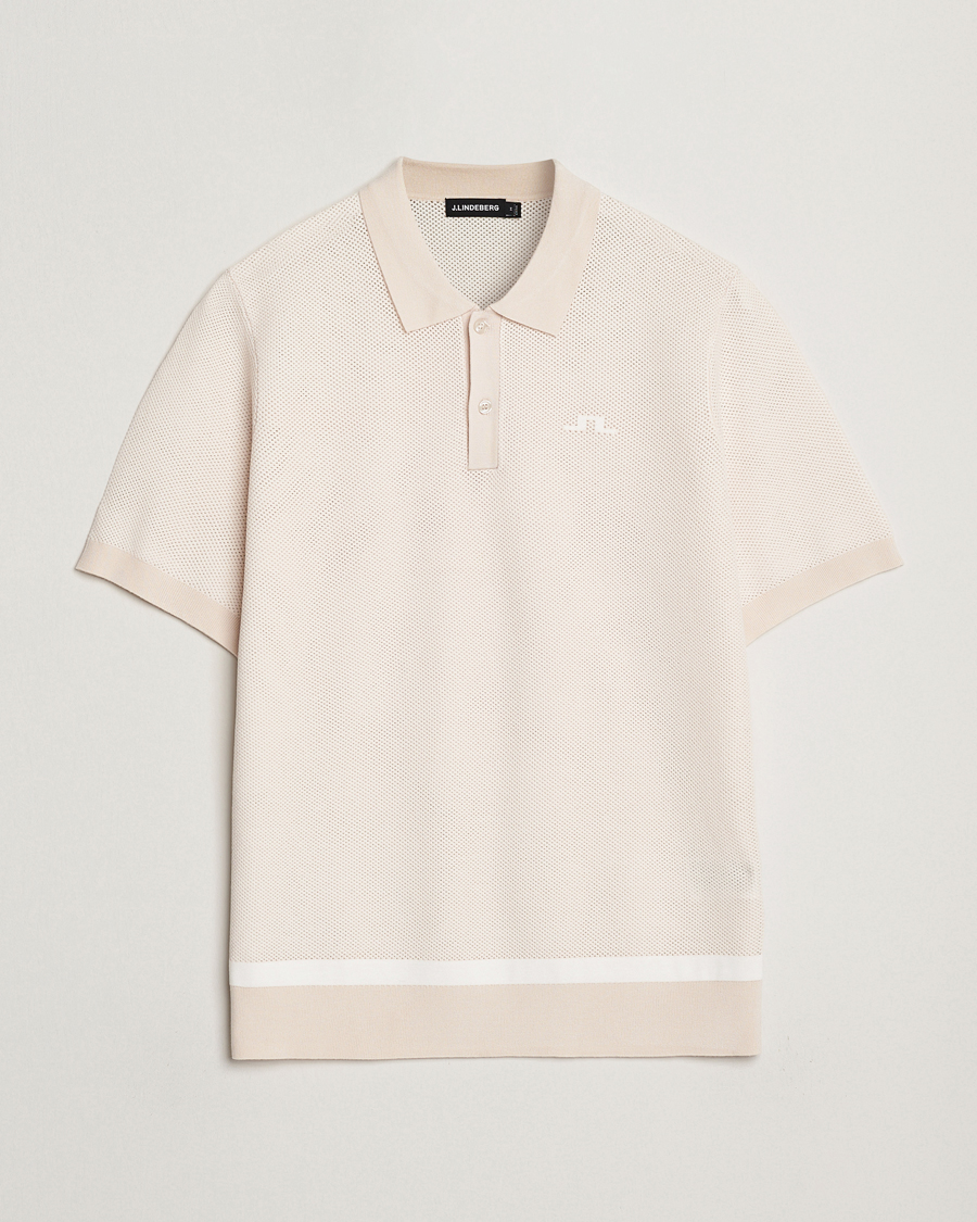 Men | Polo Shirts | J.Lindeberg | Reymond Structure Knit Polo Moonbeam