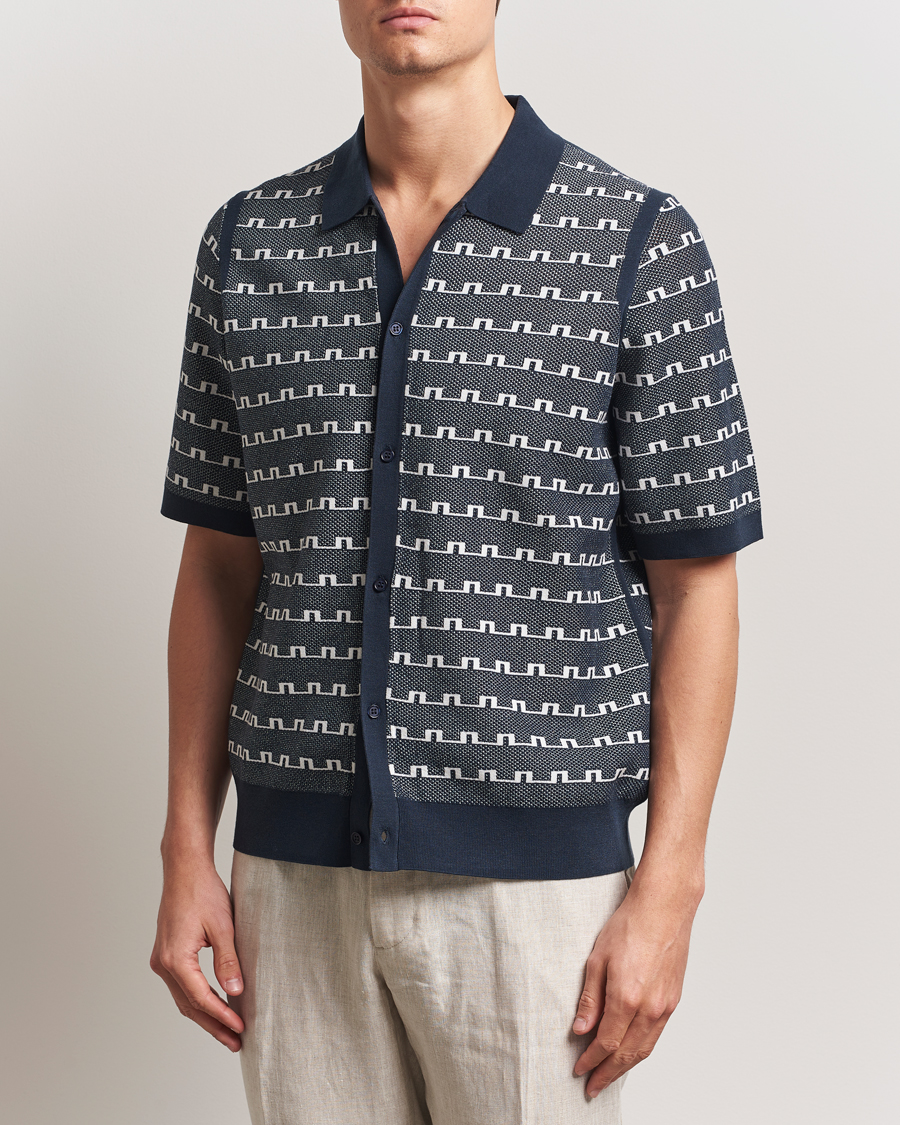 Men | Shirts | J.Lindeberg | Rolando Logo Jacquard Polo Navy