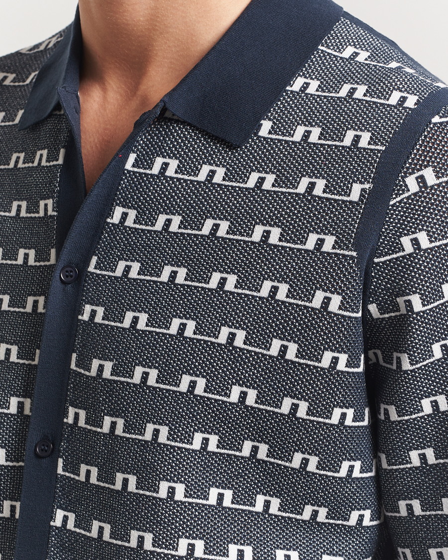 Men | Shirts | J.Lindeberg | Rolando Logo Jacquard Polo Navy