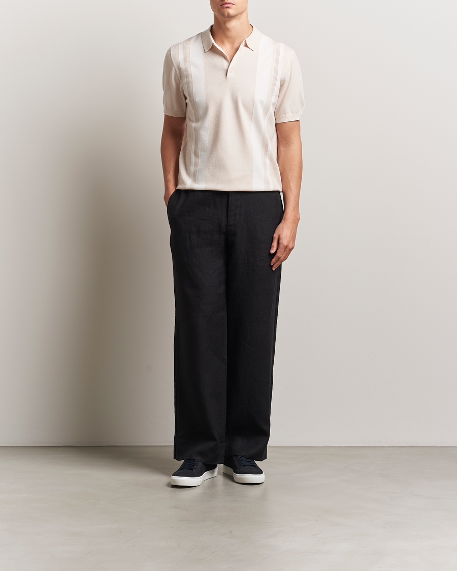 Men | Polo Shirts | J.Lindeberg | Reymond Stripe Knit Polo Moonbeam