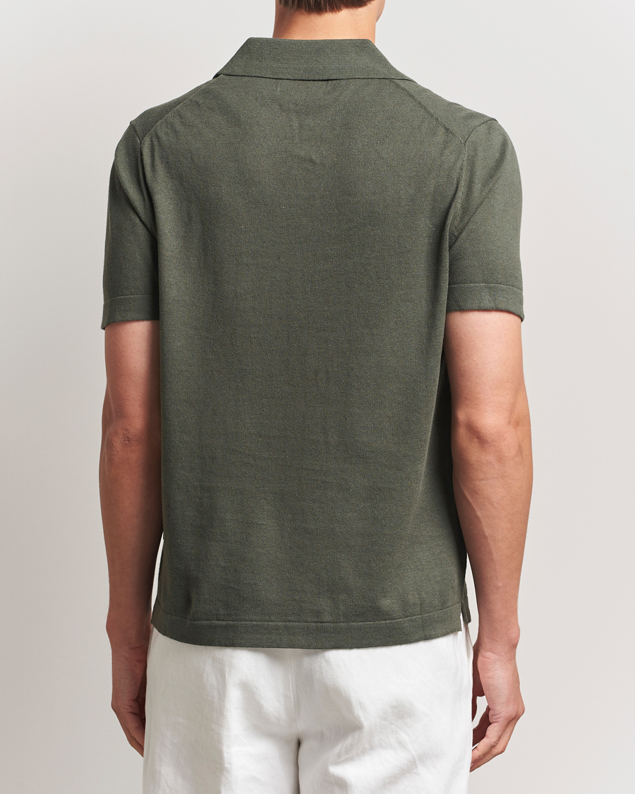 Men | Polo Shirts | NN07 | Ryan Cotton/Linen Polo Croc Green