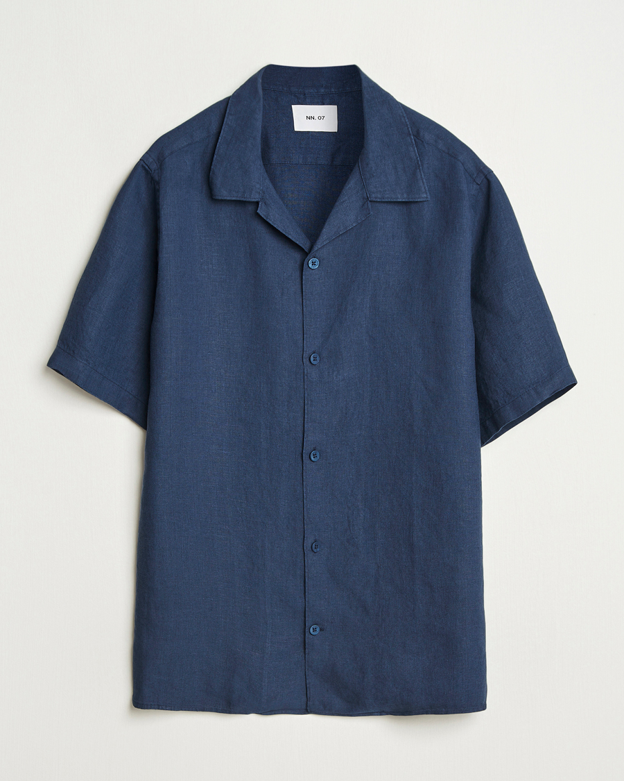 Men | Shirts | NN07 | Julio Linen Resort Shirt Navy Blue