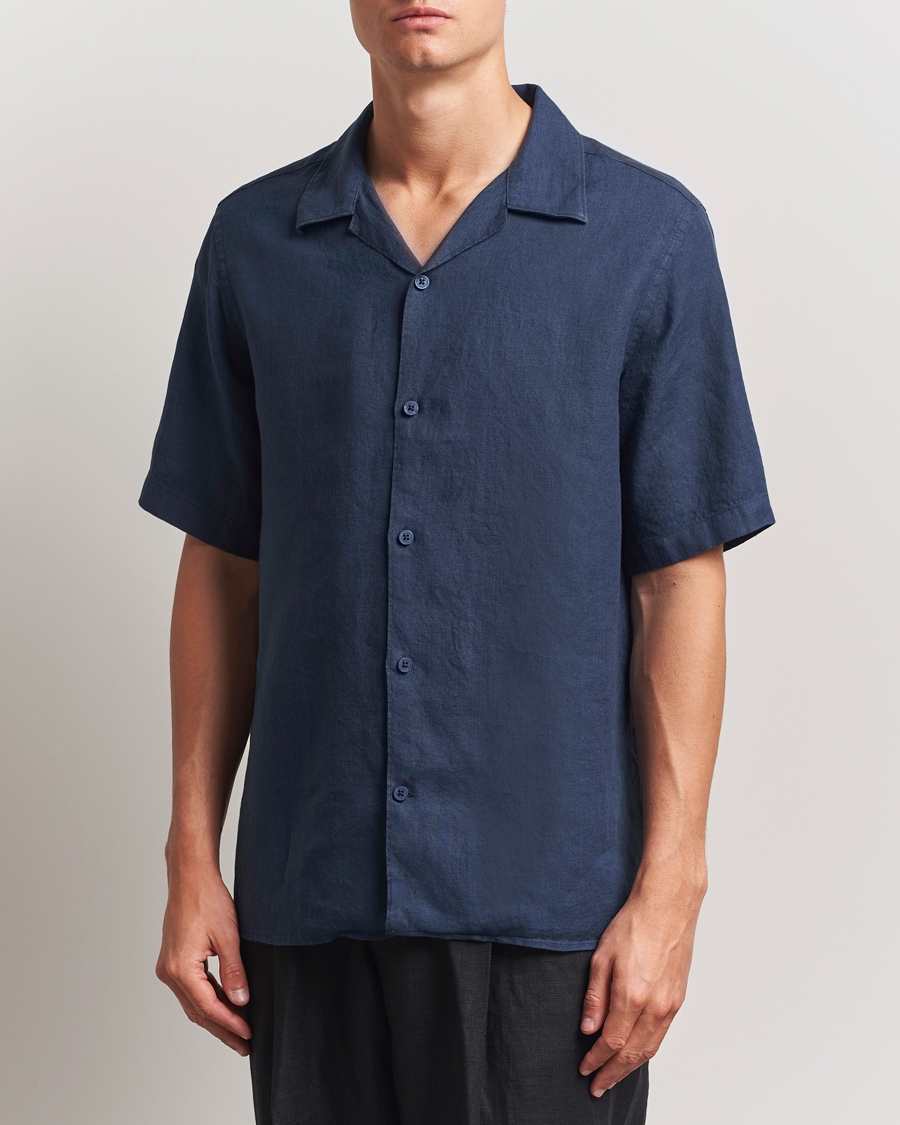Men | Shirts | NN07 | Julio Linen Resort Shirt Navy Blue
