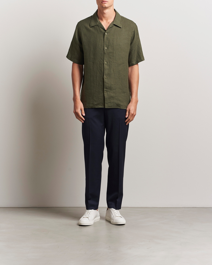 NN07 Julio Linen Resort Shirt Croc Green at CareOfCarl.com