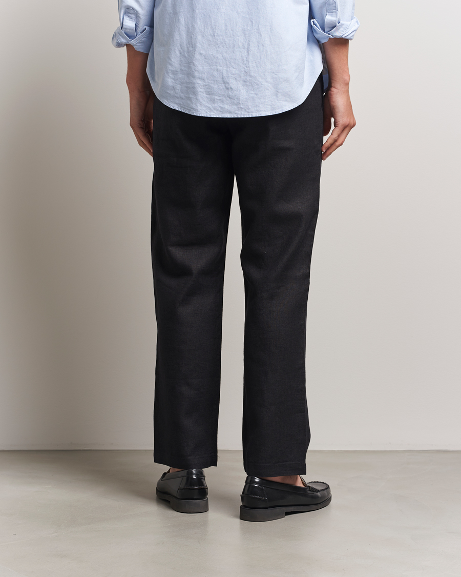 Men | Trousers | NN07 | Aden Regular Fit Linen Chinos Black