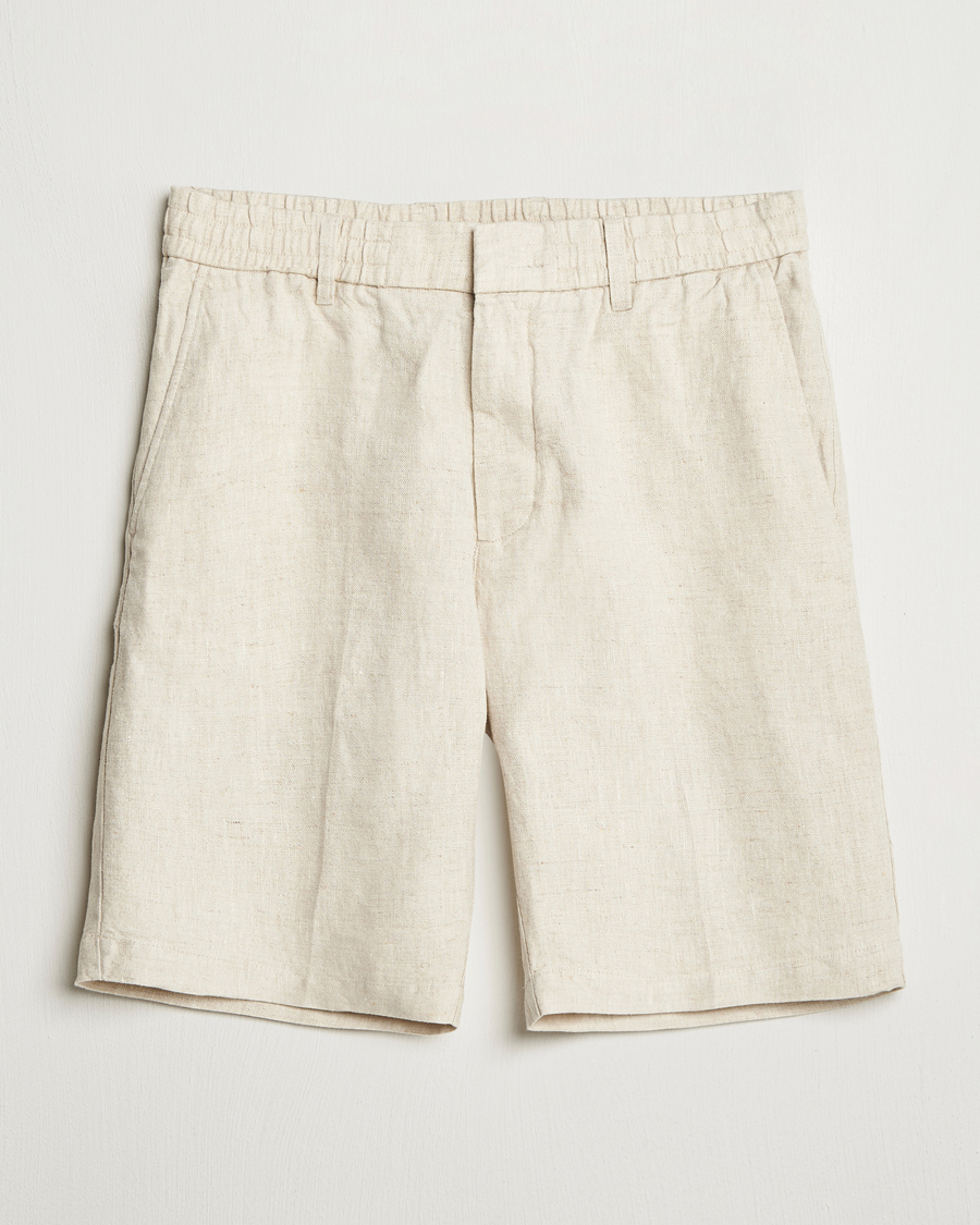 Men | Shorts | NN07 | Billie Pleated Linen Drawstring Shorts Oat