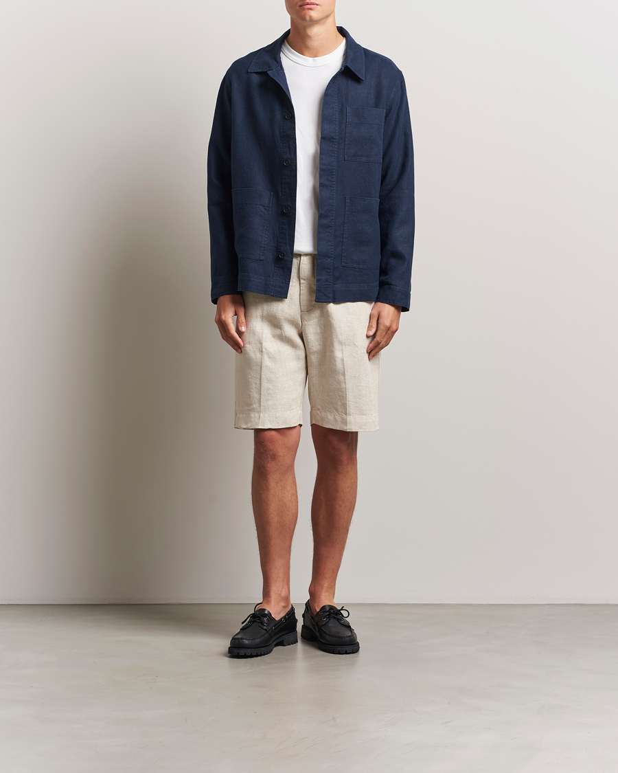 Men | Shorts | NN07 | Billie Pleated Linen Drawstring Shorts Oat