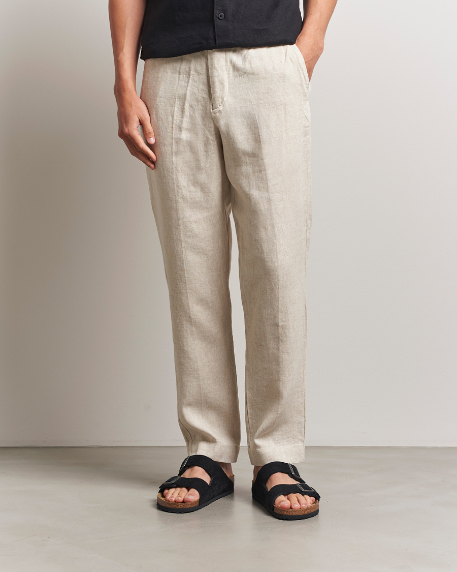 Men | Trousers | NN07 | Billie Linen Drawstring Trousers Oat