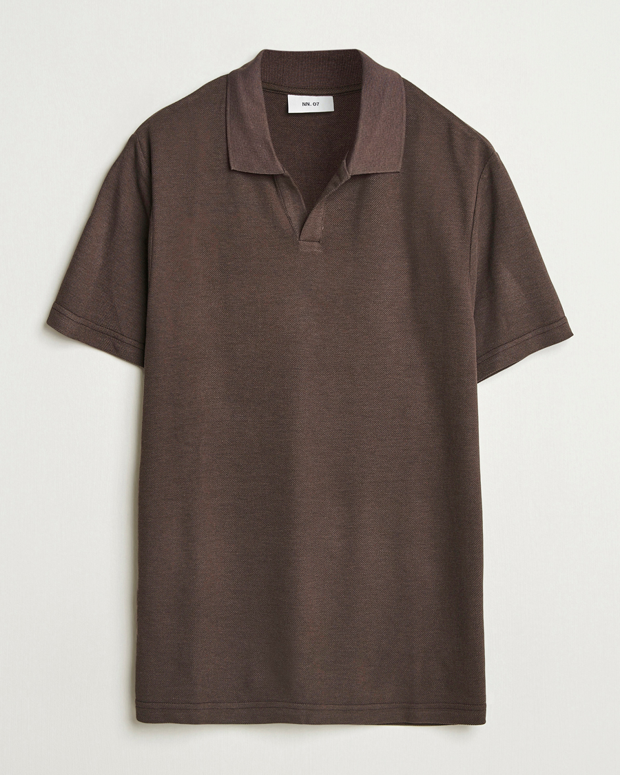 Men | Polo Shirts | NN07 | Paul Cotton/Lyocell Polo Coffee