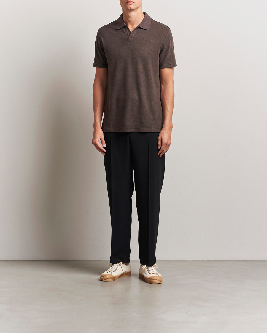 Men | Polo Shirts | NN07 | Paul Cotton/Lyocell Polo Coffee
