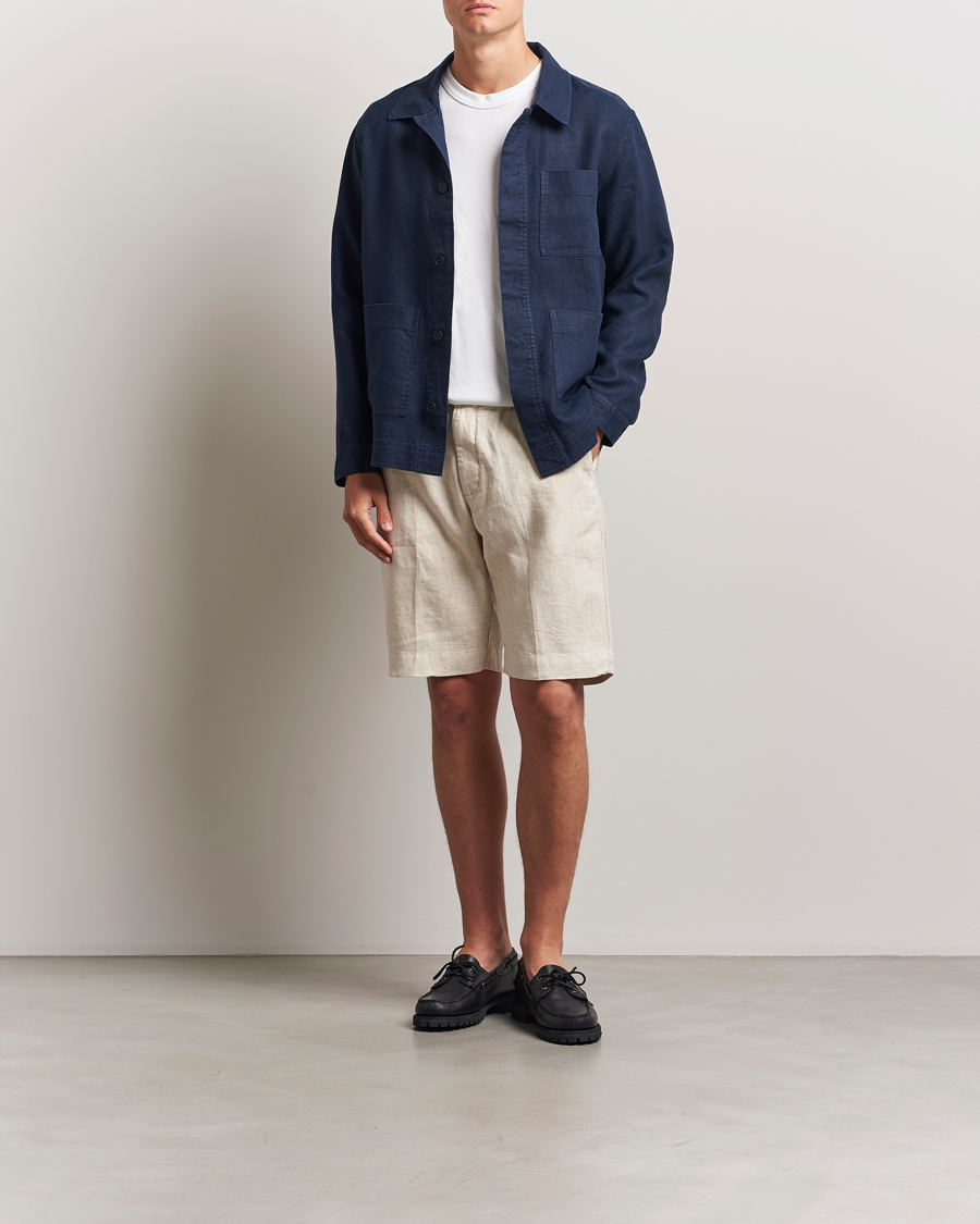 Men | Shirts | NN07 | Olav Linen Overshirt Navy Blue