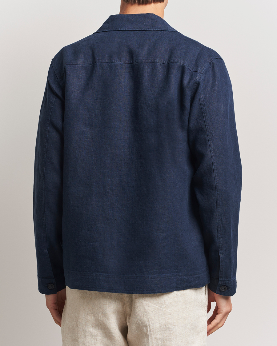 Men | Shirts | NN07 | Olav Linen Overshirt Navy Blue