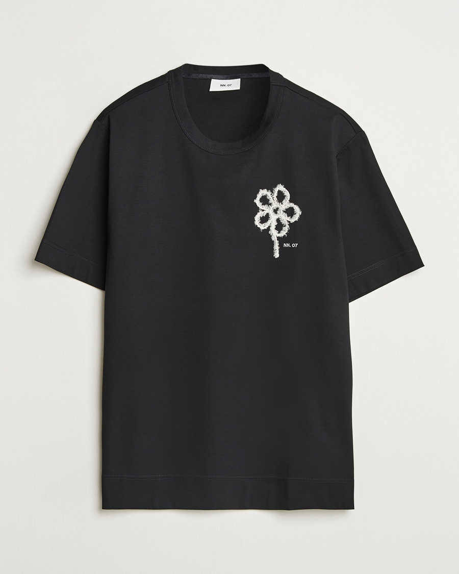 NN07 Pedro Embroidered Flower T-Shirt Black at CareOfCarl.com