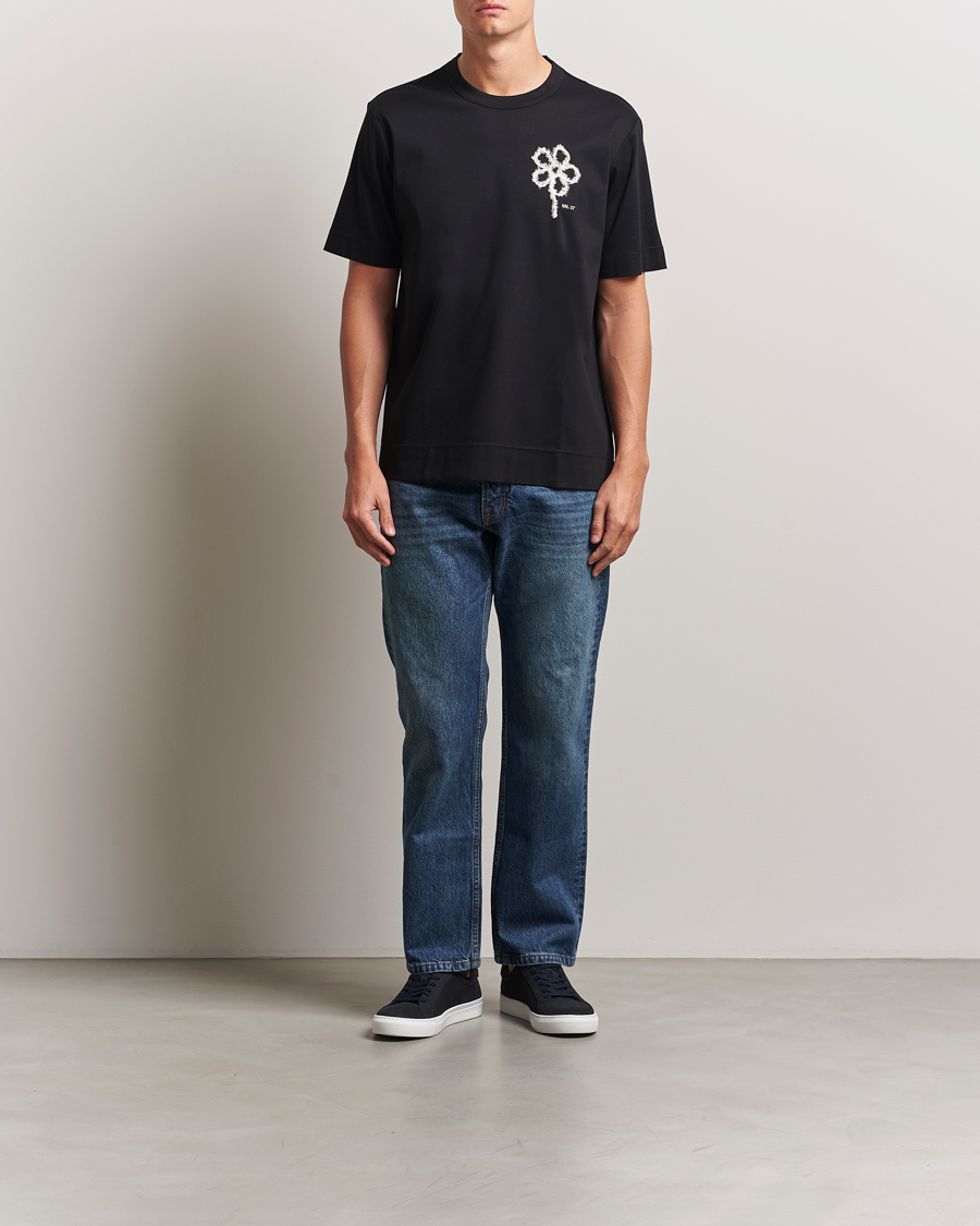 Men | T-Shirts | NN07 | Pedro Embroidered Flower T-Shirt Black