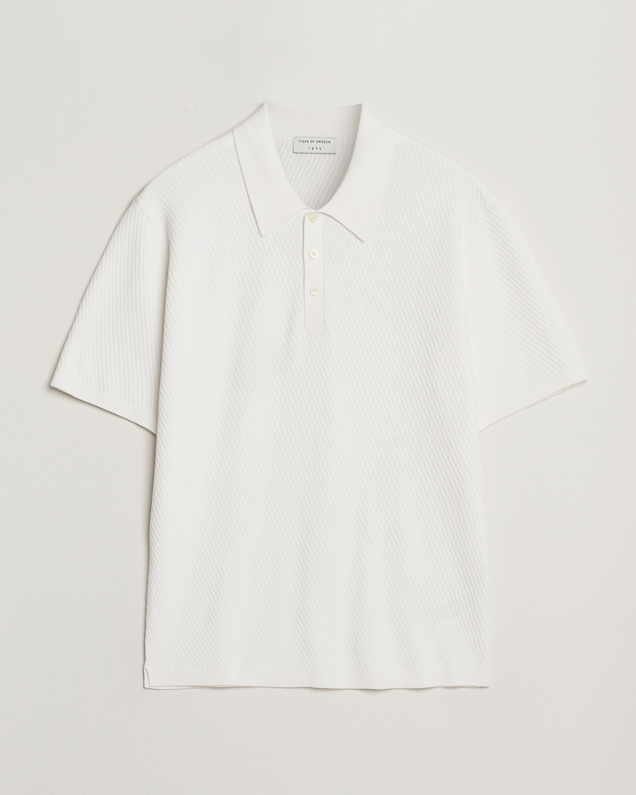 Men | Polo Shirts | Tiger of Sweden | Reid Structured Knitted Polo Pure White