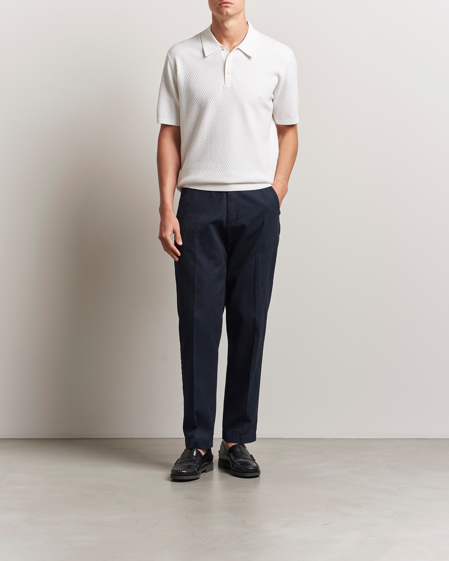 Men | Polo Shirts | Tiger of Sweden | Reid Structured Knitted Polo Pure White