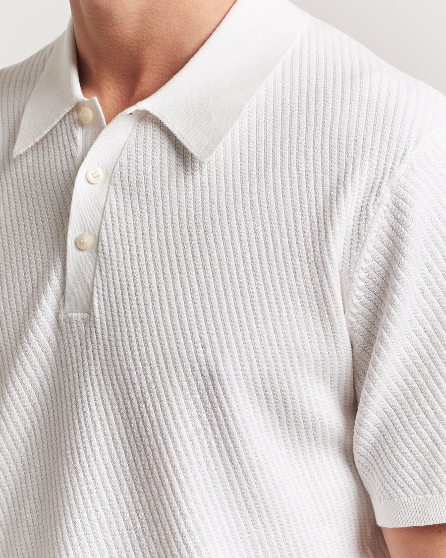 Men | Polo Shirts | Tiger of Sweden | Reid Structured Knitted Polo Pure White