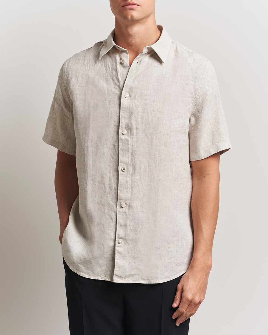 Men | Shirts | NN07 | Enzo Linen Short Sleeve Shirt Oat