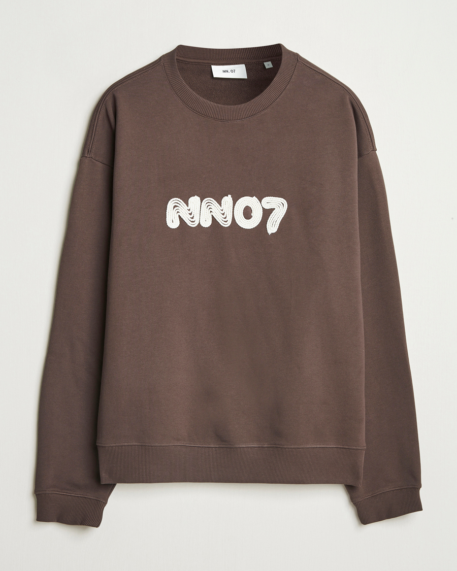 Men | Sweaters & Knitwear | NN07 | David Rope Logo Crew Neck Sweatshirt Coffee