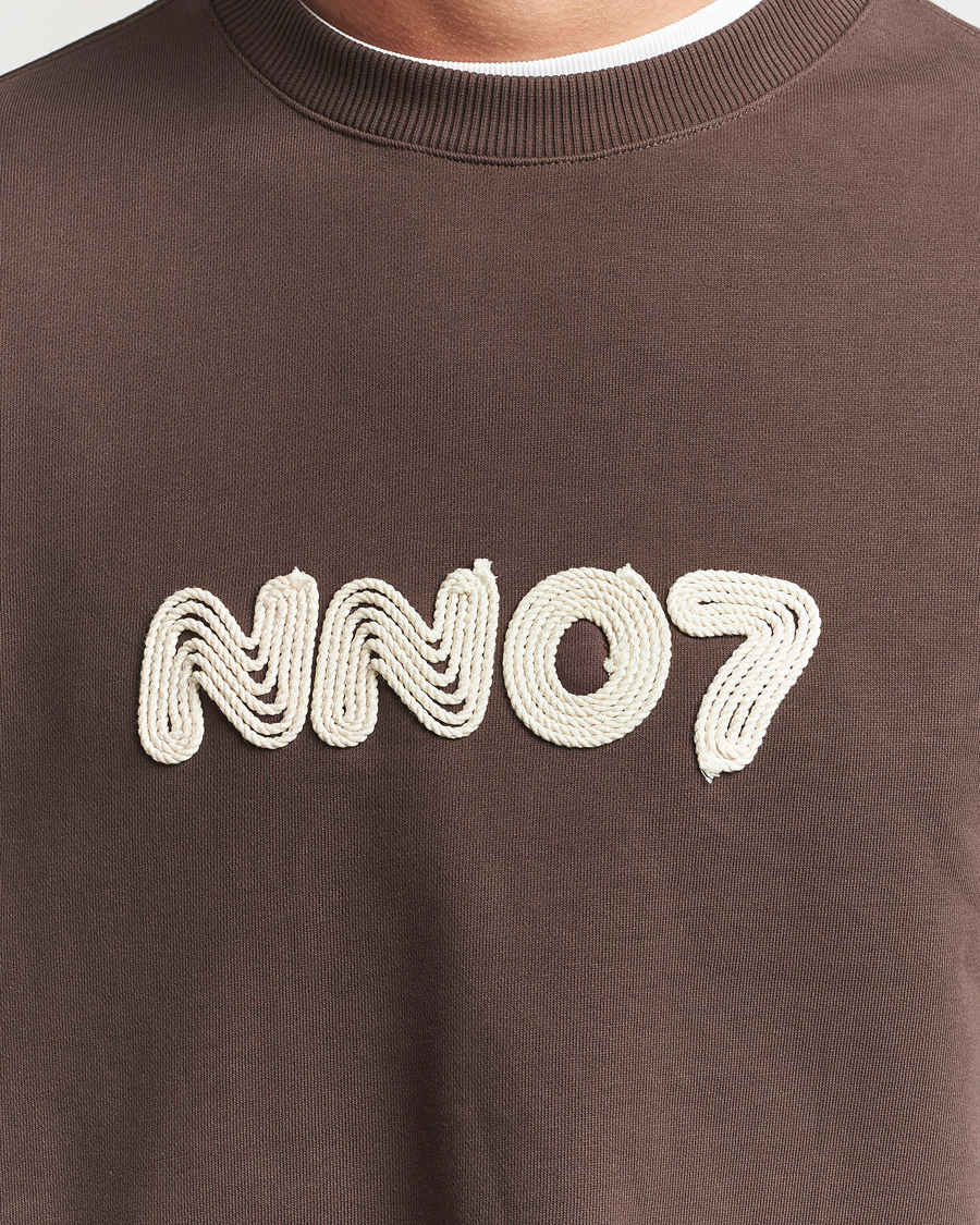 Men | Sweaters & Knitwear | NN07 | David Rope Logo Crew Neck Sweatshirt Coffee