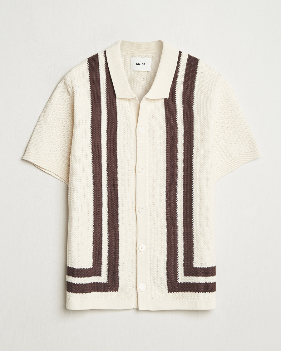 Men | Shirts | NN07 | Ares Knitted Short Sleeve Shirt Ivory