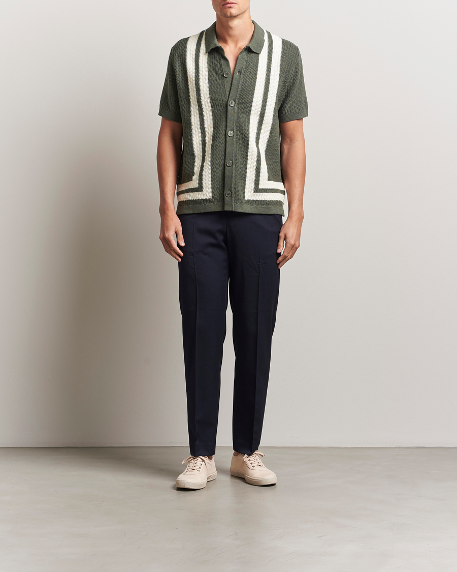 Men | Shirts | NN07 | Ares Knitted Short Sleeve Shirt Croc Green