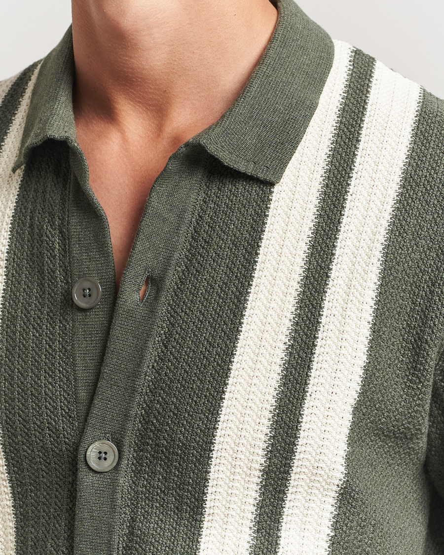 Men | Shirts | NN07 | Ares Knitted Short Sleeve Shirt Croc Green