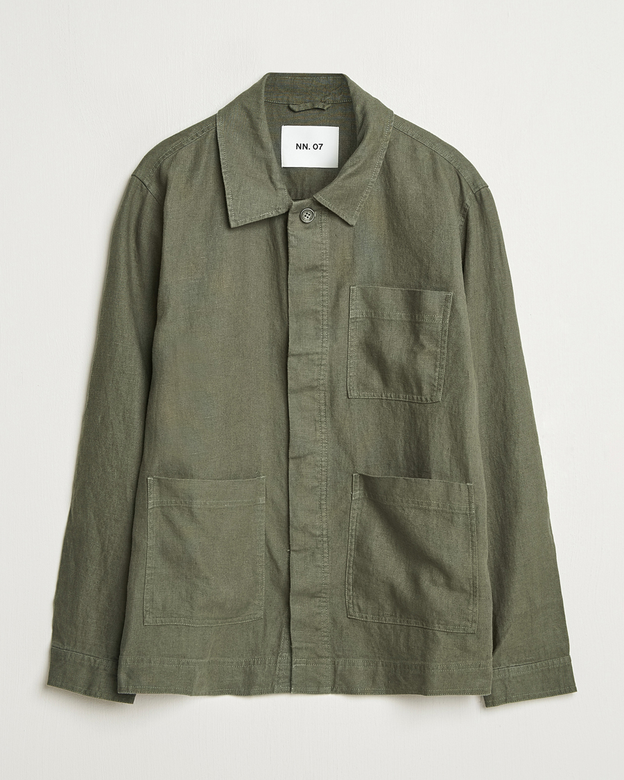 Men | Shirts | NN07 | Olav Linen Overshirt Croc Green