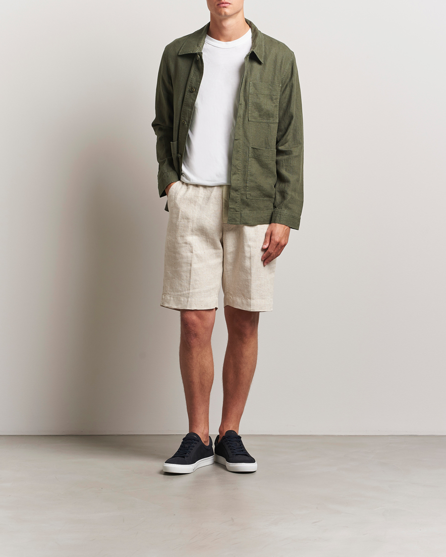 Men | Shirts | NN07 | Olav Linen Overshirt Croc Green
