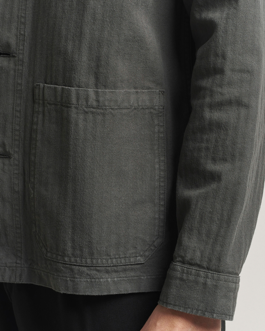 Men | Coats & Jackets | A Day's March | Herringbone Overshirt Olive