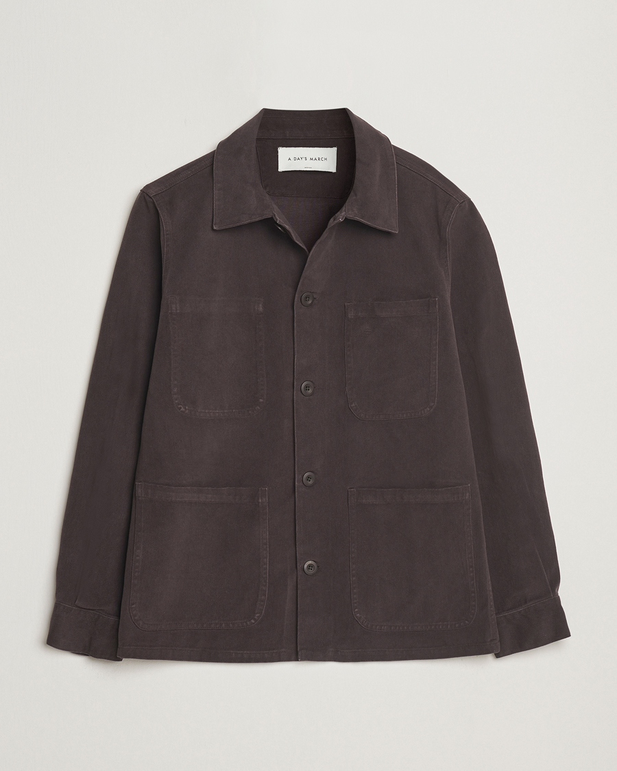 Men | Coats & Jackets | A Day's March | Algot Lyocell Overshirt Chocolate